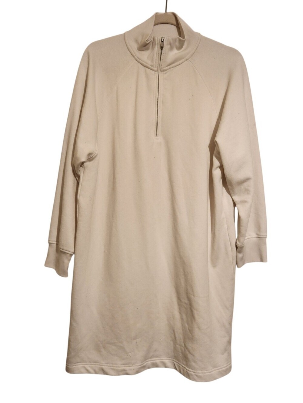 The Gap | Women's White Long Sleeve Quarter Zip Sweatshirt Dress (Size Large)